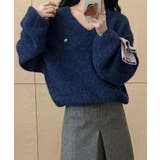 ネイビー | ゆるふわシャギーニットトップス【SHOPLIST限定 新作 春 秋 冬】 | SEU