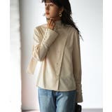 ベージュ | アシメトリーネックとろみ素材シャツ | SAISON DE PAPILLON