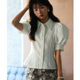 ホワイト | パワーショルダースタイルアップブラウス | SAISON DE PAPILLON 