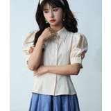 ベージュ | パワーショルダースタイルアップブラウス | SAISON DE PAPILLON 