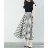 ニットトップスとチェック柄スカートのドッキングワンピース | SAISON DE PAPILLON  | 詳細画像12 