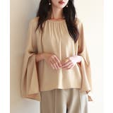 ベージュ | スリットフレアスリーブブラウス | SAISON DE PAPILLON