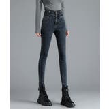 グレー | 裏起毛ハイウエストストレッチスキニーデニムパンツ | SAISON DE PAPILLON 