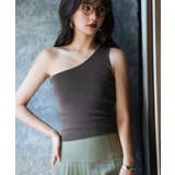 チャコール | ワンショルダーニットタンクトップ | SAISON DE PAPILLON 