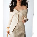 ベージュ | オフショルダーリブニットプルオーバー | SAISON DE PAPILLON 