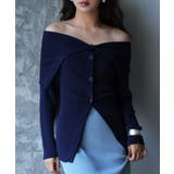 ネイビー | オフショルダーリブニットプルオーバー | SAISON DE PAPILLON 