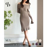 オフショルダー膝丈ニットワンピース | SAISON DE PAPILLON  | 詳細画像1 