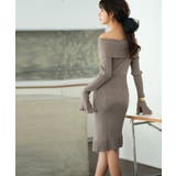 オフショルダー膝丈ニットワンピース | SAISON DE PAPILLON  | 詳細画像7 