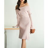 オフショルダー膝丈ニットワンピース | SAISON DE PAPILLON  | 詳細画像16 