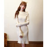 オフショルダー膝丈ニットワンピース | SAISON DE PAPILLON  | 詳細画像26 