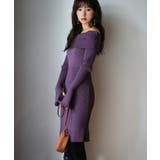 オフショルダー膝丈ニットワンピース | SAISON DE PAPILLON  | 詳細画像32 