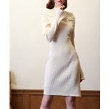 アイボリー | オフショルダー膝丈ニットワンピース | SAISON DE PAPILLON 