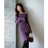 オフショルダー膝丈ニットワンピース | SAISON DE PAPILLON  | 詳細画像35 