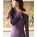 オフショルダー膝丈ニットワンピース | SAISON DE PAPILLON  | 詳細画像38 