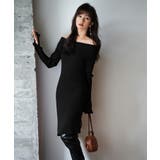 オフショルダー膝丈ニットワンピース | SAISON DE PAPILLON  | 詳細画像43 