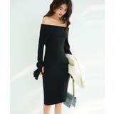 オフショルダー膝丈ニットワンピース | SAISON DE PAPILLON  | 詳細画像44 