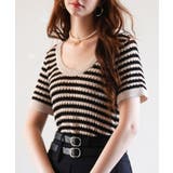 ブラック | クープネックボーダーサマーニット | SAISON DE PAPILLON 