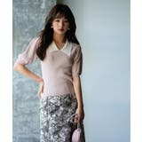 配色カラー二の腕カバーパフスリーブニットプルオーバー | SAISON DE PAPILLON | 詳細画像16