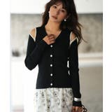 ブラック | 配色オープンショルダーニットプルオーバー | SAISON DE PAPILLON 