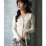 アイボリー | 配色オープンショルダーニットプルオーバー | SAISON DE PAPILLON 