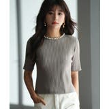 モカ | パールネック付きショート丈サマーニット | SAISON DE PAPILLON