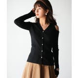 ブラック | オープンショルダーVネックニットプルオーバー | SAISON DE PAPILLON