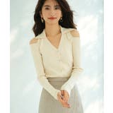 アイボリー | オープンショルダーVネックニットプルオーバー | SAISON DE PAPILLON