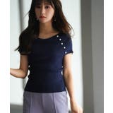 ネイビー | ケープ風2way半袖サマーニット | SAISON DE PAPILLON