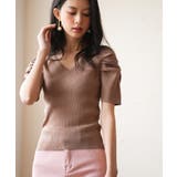 ギャザーパフスリーブVネックニットプルオーバー | SAISON DE PAPILLON  | 詳細画像6 