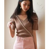 ギャザーパフスリーブVネックニットプルオーバー | SAISON DE PAPILLON  | 詳細画像8 