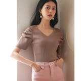 ギャザーパフスリーブVネックニットプルオーバー | SAISON DE PAPILLON  | 詳細画像9 