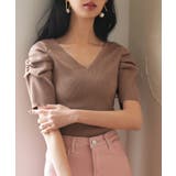 ギャザーパフスリーブVネックニットプルオーバー | SAISON DE PAPILLON  | 詳細画像12 