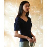 ギャザーパフスリーブVネックニットプルオーバー | SAISON DE PAPILLON  | 詳細画像13 