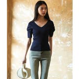 ギャザーパフスリーブVネックニットプルオーバー | SAISON DE PAPILLON  | 詳細画像15 