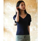 ギャザーパフスリーブVネックニットプルオーバー | SAISON DE PAPILLON  | 詳細画像16 