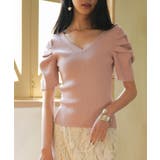 ギャザーパフスリーブVネックニットプルオーバー | SAISON DE PAPILLON  | 詳細画像27 