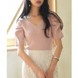 ギャザーパフスリーブVネックニットプルオーバー | SAISON DE PAPILLON  | 詳細画像32 