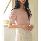 ギャザーパフスリーブVネックニットプルオーバー | SAISON DE PAPILLON  | 詳細画像33 