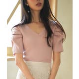 ギャザーパフスリーブVネックニットプルオーバー | SAISON DE PAPILLON  | 詳細画像34 