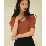 ギャザーパフスリーブVネックニットプルオーバー | SAISON DE PAPILLON  | 詳細画像41 