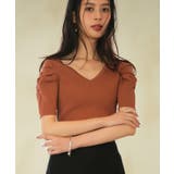 ギャザーパフスリーブVネックニットプルオーバー | SAISON DE PAPILLON  | 詳細画像42 