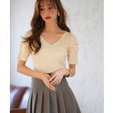 ギャザーパフスリーブVネックニットプルオーバー | SAISON DE PAPILLON  | 詳細画像49 