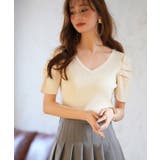 ギャザーパフスリーブVネックニットプルオーバー | SAISON DE PAPILLON  | 詳細画像51 