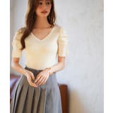 ギャザーパフスリーブVネックニットプルオーバー | SAISON DE PAPILLON  | 詳細画像53 