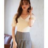 ギャザーパフスリーブVネックニットプルオーバー | SAISON DE PAPILLON  | 詳細画像54 