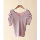 ギャザーパフスリーブVネックニットプルオーバー | SAISON DE PAPILLON  | 詳細画像60 