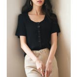 リブ切り替えショート丈半袖ニット | SAISON DE PAPILLON  | 詳細画像17 