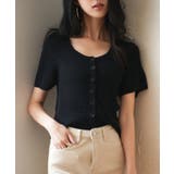 リブ切り替えショート丈半袖ニット | SAISON DE PAPILLON  | 詳細画像18 