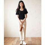 リブ切り替えショート丈半袖ニット | SAISON DE PAPILLON  | 詳細画像24 