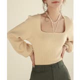 フロントリボンボリュームスリーブニットプルオーバー | SAISON DE PAPILLON | 詳細画像9